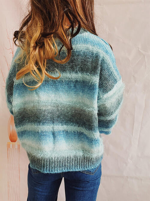 Striped Round Neck Long Sleeve Sweater