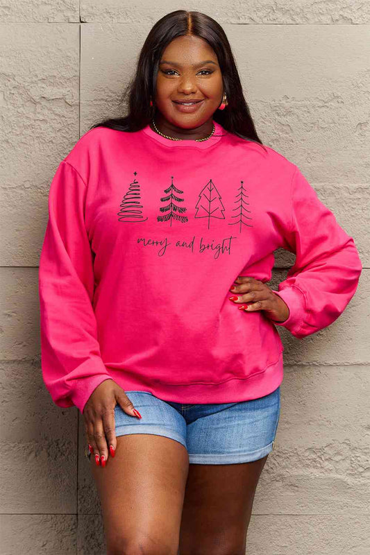 Simply Love Full Size MERRY AND BRIGHT Graphic Sweatshirt