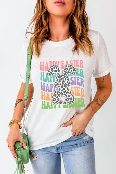 HAPPY EASTER Round Neck Short Sleeve T-Shirt